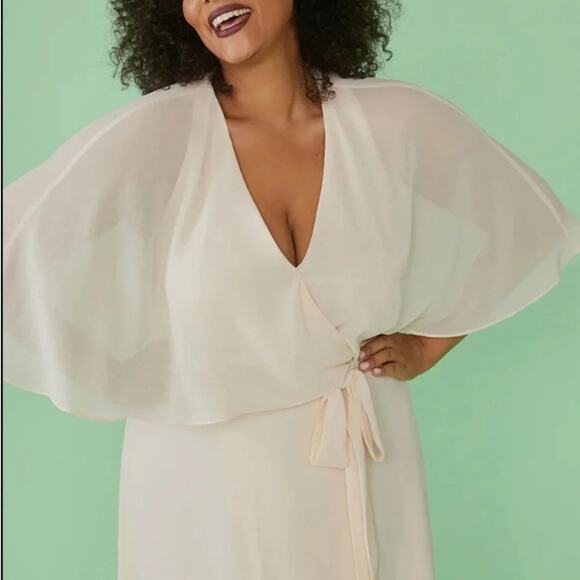 Modcloth Wrap with Cape Maxi Bridesmaid Dress Wrapped in Rapture Pink Sz 2 NWT - Picture 2 of 7